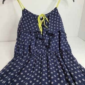 Xhilaration‎ blue sundress, size M, chiffon, lime green accent straps/tie